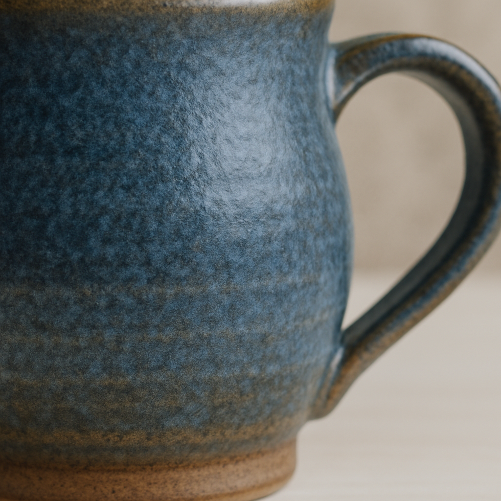 Close-up of ceramic mug glaze